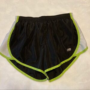 Marika Tek Athletic Lined Shorts Black Mesh Sides Neon Green S